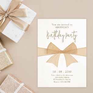 Invitation Anniversaire beige brun doux