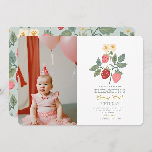 Invitation Anniversaire Berry Sucré Fraise Rose