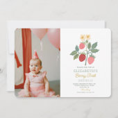 Invitation Anniversaire Berry Sucré Fraise Rose (Devant)