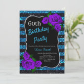 Invitation Anniversaire Black Blue Stripes Parties scintillan (Debout devant)