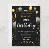 Invitation Anniversaire Black & Gold personnalisé (Devant)