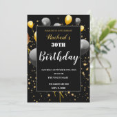 Invitation Anniversaire Black & Gold personnalisé (Debout devant)