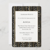 Invitation Anniversaire Black Gold White Pearls (Devant)