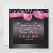 Invitation anniversaire Black & Pink Zebra Party (Dos)