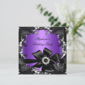 Invitation Anniversaire Black Purple Silver Jewel Image (Debout devant)