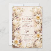 Invitation Anniversaire Blanc et Champagne (Devant)