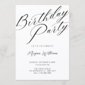 Invitation Anniversaire blanc minimaliste moderne  (Devant)