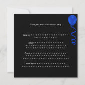 Invitation Anniversaire blanc noir de robe formelle de cobalt (Dos)