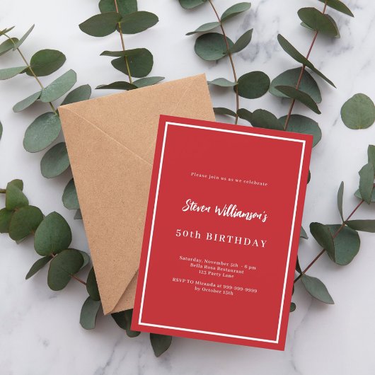 Invitation Anniversaire blanc rouge