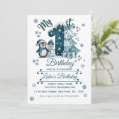 Invitation Anniversaire Bleu 1ère Noël (Debout devant)