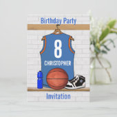 Invitation Anniversaire bleu-clair et orange du Jersey de (Debout devant)