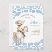 Invitation Anniversaire Bleu de Rodéo Cowboy (Devant)
