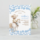 Invitation Anniversaire Bleu de Rodéo Cowboy (Debout devant)