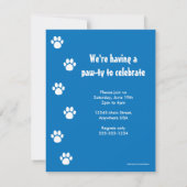 Invitation Anniversaire bleu d'empreinte de patte (Dos)