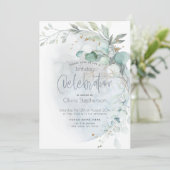 Invitation Anniversaire | Bleu Dusty sur la lune (Debout devant)