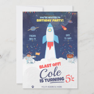 Invitation Anniversaire Bleu Espace Extérieur, Anniversaire A