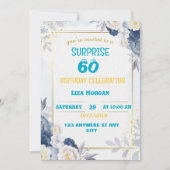 Invitation Anniversaire bleu et or moderne (Devant)
