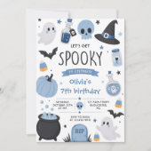 Invitation Anniversaire bleu Halloween effrayant (Devant)