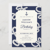Invitation Anniversaire bleu marine (Devant)