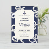 Invitation Anniversaire bleu marine (Debout devant)