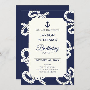Invitation Anniversaire bleu marine