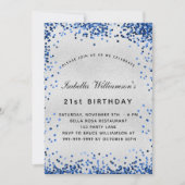 Invitation Anniversaire bleu marine confetti luxe (Devant)
