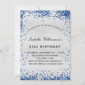Invitation Anniversaire bleu marine marine confetti (Devant)