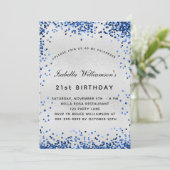 Invitation Anniversaire bleu marine marine confetti (Debout devant)