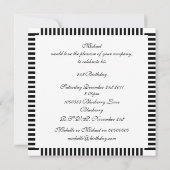 Invitation Anniversaire Bleu noir blanc photo (Dos)