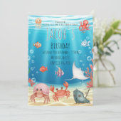 Invitation Anniversaire Bleu sous la mer (Debout devant)