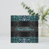 Invitation anniversaire bleu Sweet 16 Impression Z (Debout devant)