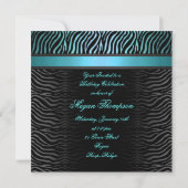 Invitation anniversaire bleu Sweet 16 Impression Z (Dos)