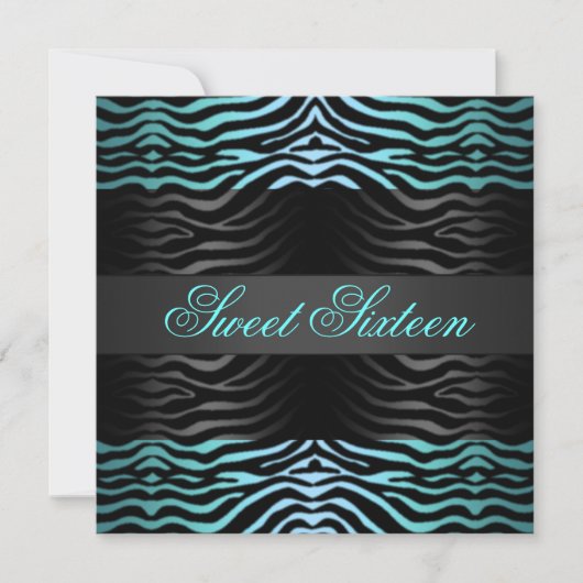 Invitation anniversaire bleu Sweet 16 Impression Z (Devant)