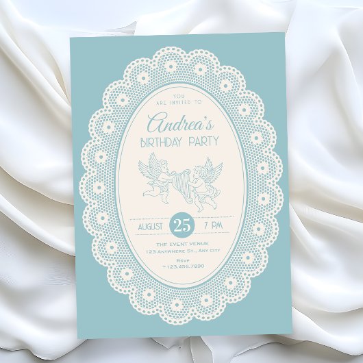 Invitation Anniversaire bleu vintage