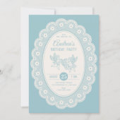 Invitation Anniversaire bleu vintage (Devant)