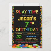 Invitation anniversaire blocs de construction colo (Devant)