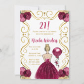 Invitation Anniversaire Blonde Princesse en Bourgogne (Devant)