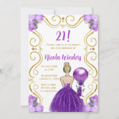 Invitation Anniversaire Blonde Princesse en violet (Devant)