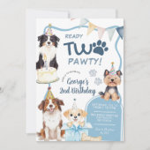 Invitation Anniversaire Blue Dog Ready Two Pawty (Devant)