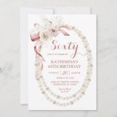 Invitation anniversaire Bohème Rose Perle (Devant)