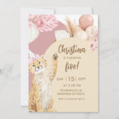 Invitation Anniversaire Boho Cheetah Savane (Devant)