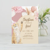 Invitation Anniversaire Boho Cheetah Savane (Debout devant)
