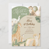Invitation anniversaire Boho Greenery Safari Wild (Devant)