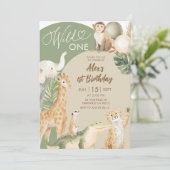 Invitation anniversaire Boho Greenery Safari Wild (Debout devant)