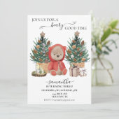 Invitation Anniversaire Boho Teddy Bear Noël (Debout devant)