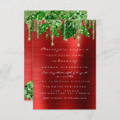 Invitation Anniversaire Bois Rustique Gouttes Rouges Vertes F (Devant / Derrière)