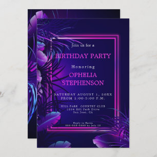 Invitation Anniversaire   Bold Naissance du néon tropical