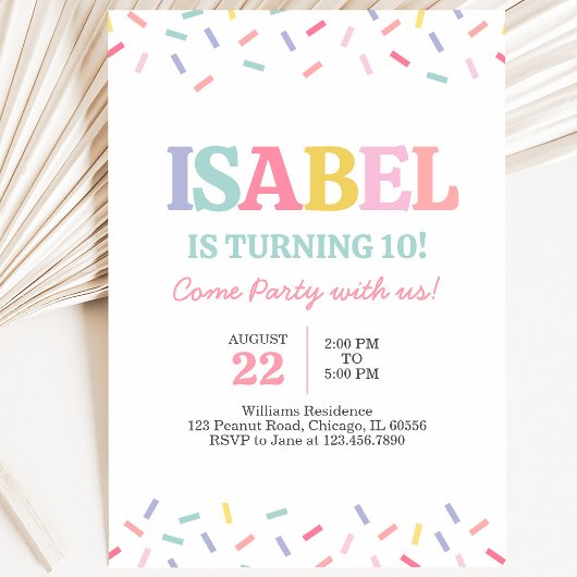 Invitation Anniversaire Bonbons Arc-en-ciel