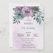 Invitation anniversaire botanique des fleurs bleues violettes (Devant)