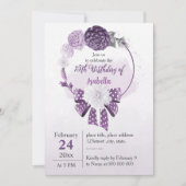 Invitation Anniversaire botanique des fleurs violettes romant (Devant)